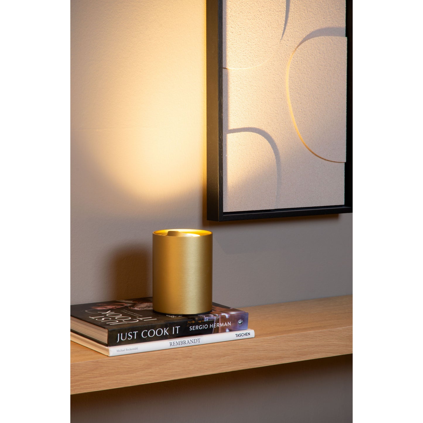 Lucide TUBE - Table lamp - Ø 9,6 cm - LED Dim. - GU10 - 1x5W 2600K/2800K - 3 StepDim - Matt Gold / Brass