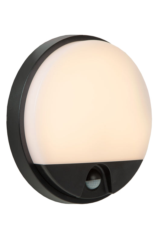 Lucide HUPS IR - Wall light Indoor/Outdoor - LED - 1x 10W 3000K - IP54 - Motion & Day/Night Sensor - Black