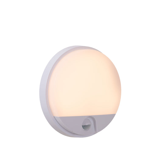 Lucide HUPS IR - Wall light Indoor/Outdoor - Ø 21 cm - LED - 1x10W 3000K - IP54 - Motion & Day/Night Sensor - White