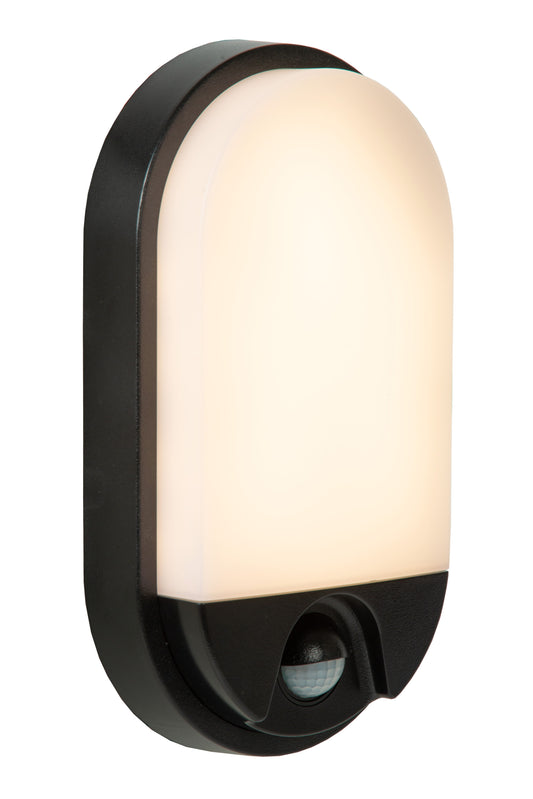 Lucide HUPS IR - Wall light Indoor/Outdoor - LED - 1x10W 3000K - IP54 - Motion & Day/Night Sensor - Black