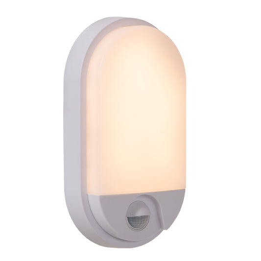 Lucide HUPS IR - Wall light Indoor/Outdoor - LED - 1x10W 3000K - IP54 - Motion & Day/Night Sensor - White