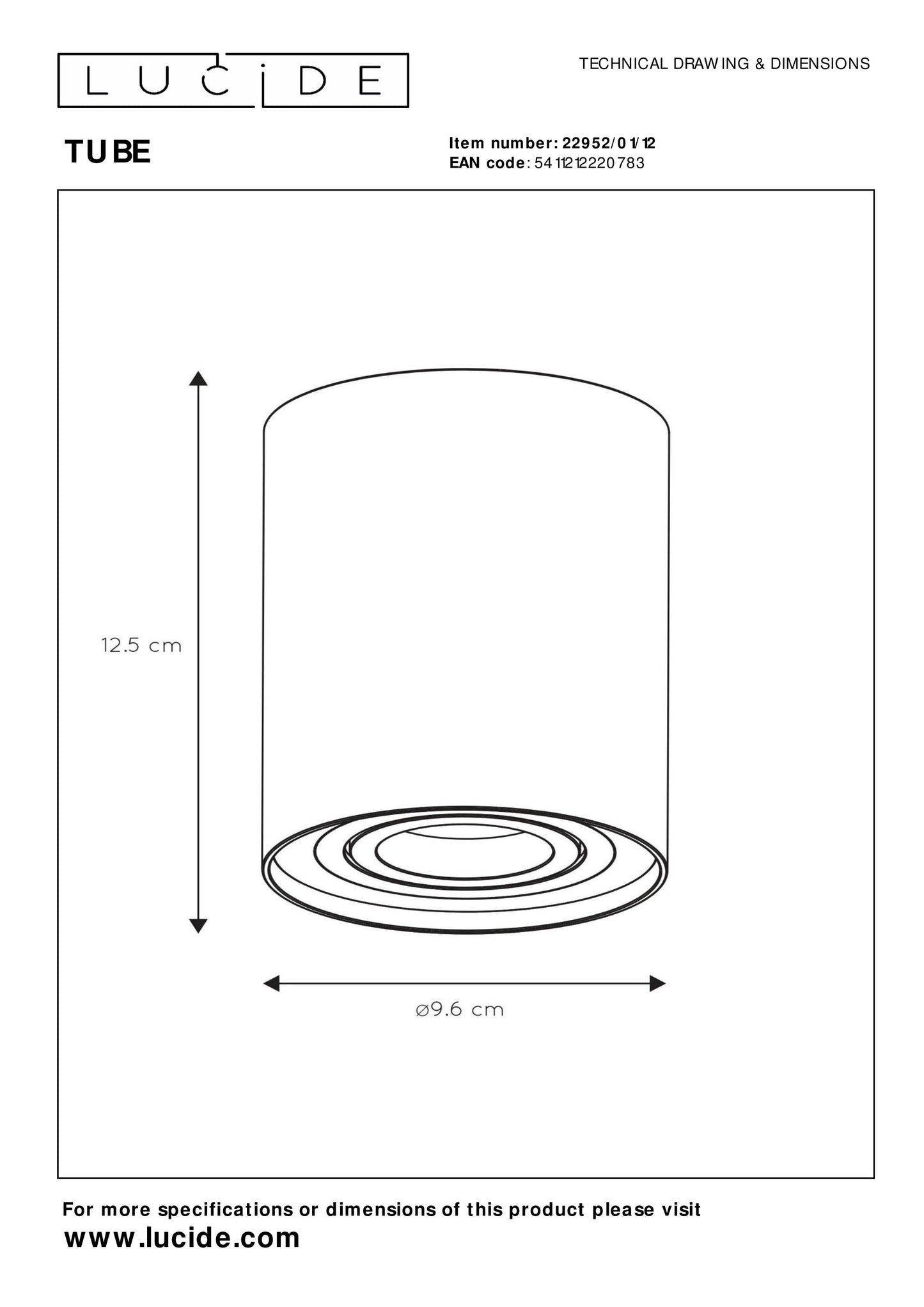 Lucide TUBE - Ceiling spotlight - Ø 9,6 cm - 1xGU10 - Satin Chrome