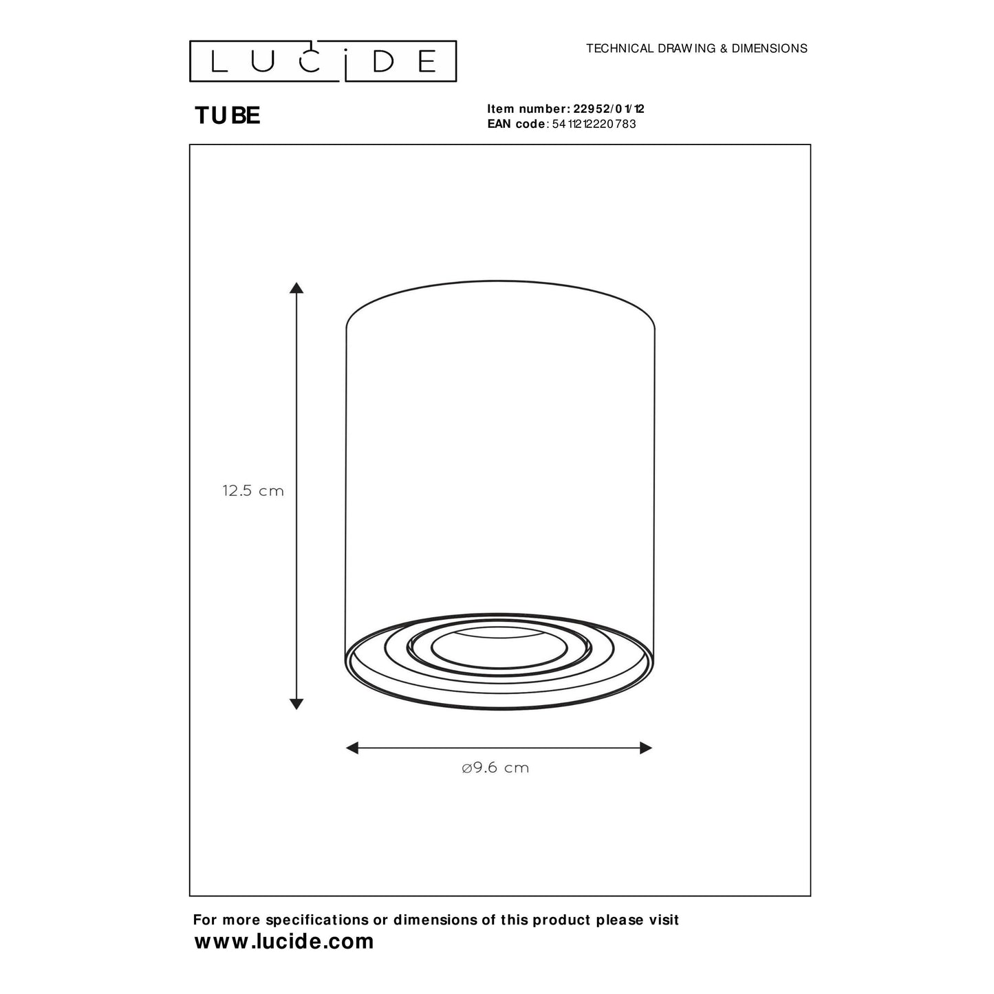 Lucide TUBE - Ceiling spotlight - Ø 9,6 cm - 1xGU10 - Satin Chrome