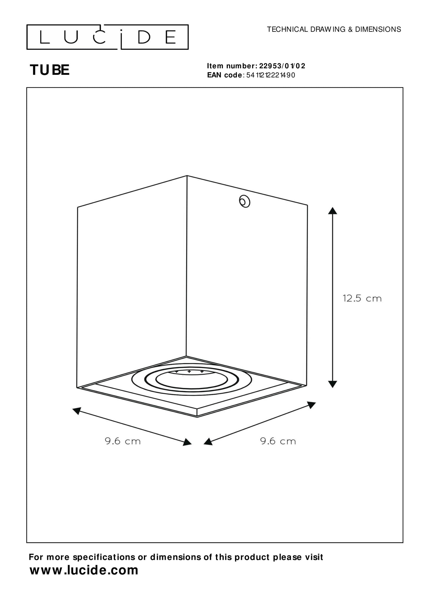 Lucide TUBE - Ceiling spotlight - 1xGU10 - Matt Gold / Brass