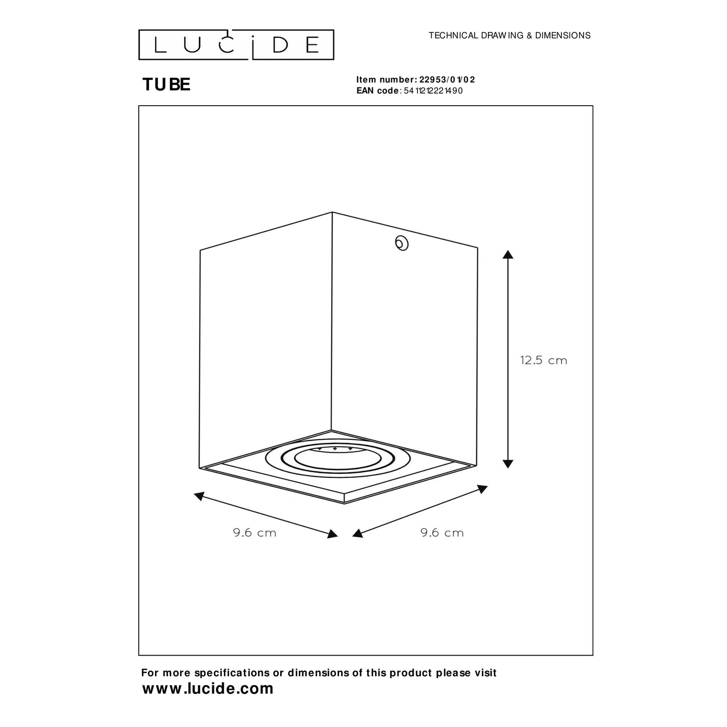 Lucide TUBE - Ceiling spotlight - 1xGU10 - Matt Gold / Brass