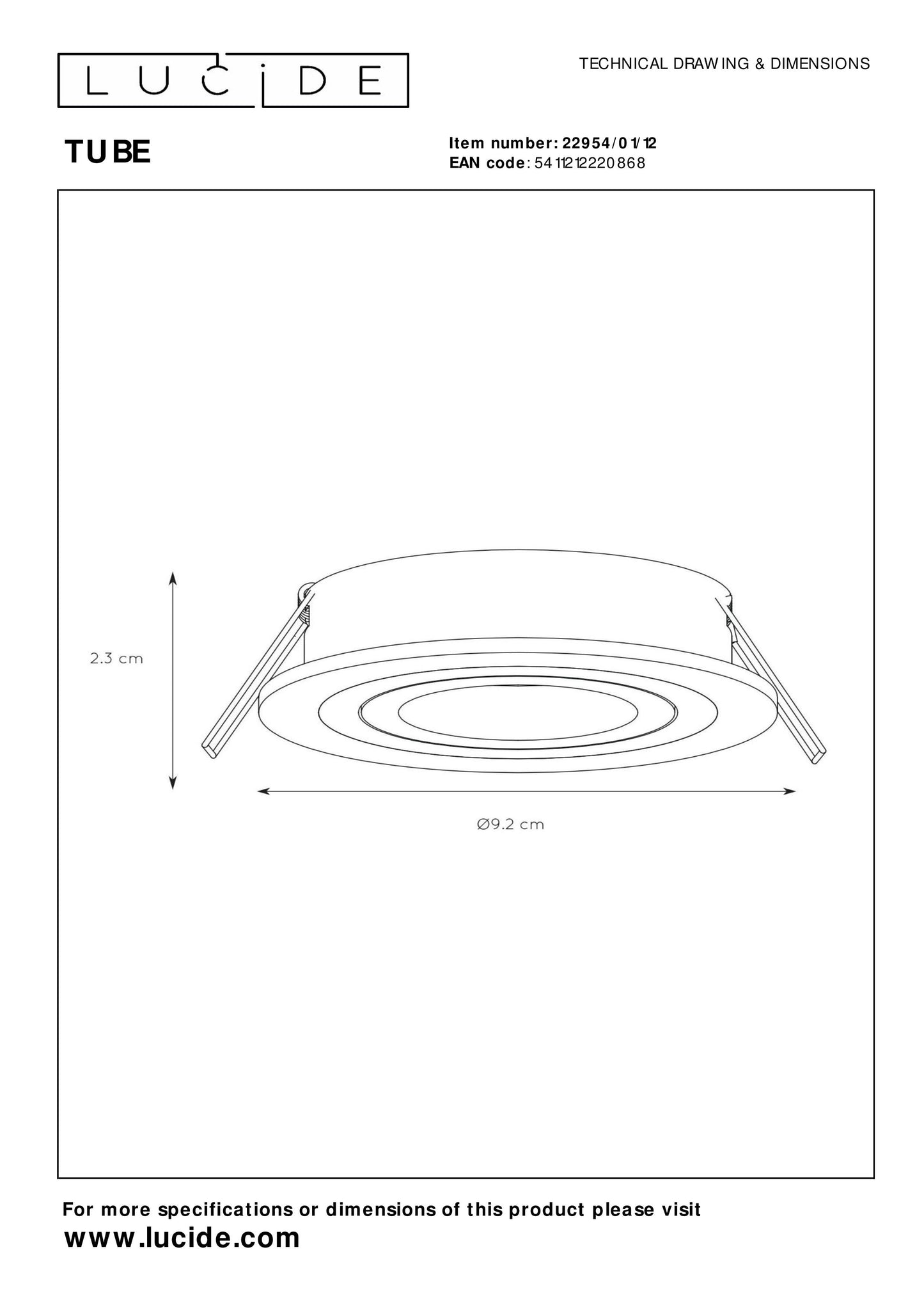 Lucide TUBE - Recessed spotlight - Ø 9,2 cm - 1xGU10 - Satin Chrome