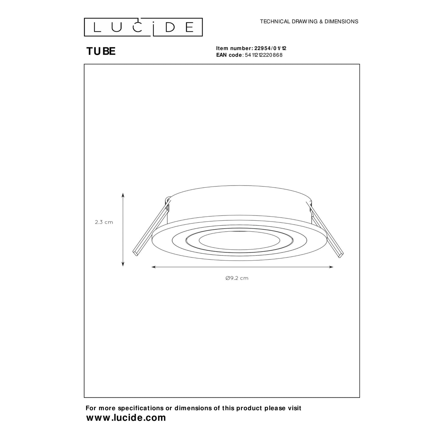 Lucide TUBE - Recessed spotlight - Ø 9,2 cm - 1xGU10 - Satin Chrome