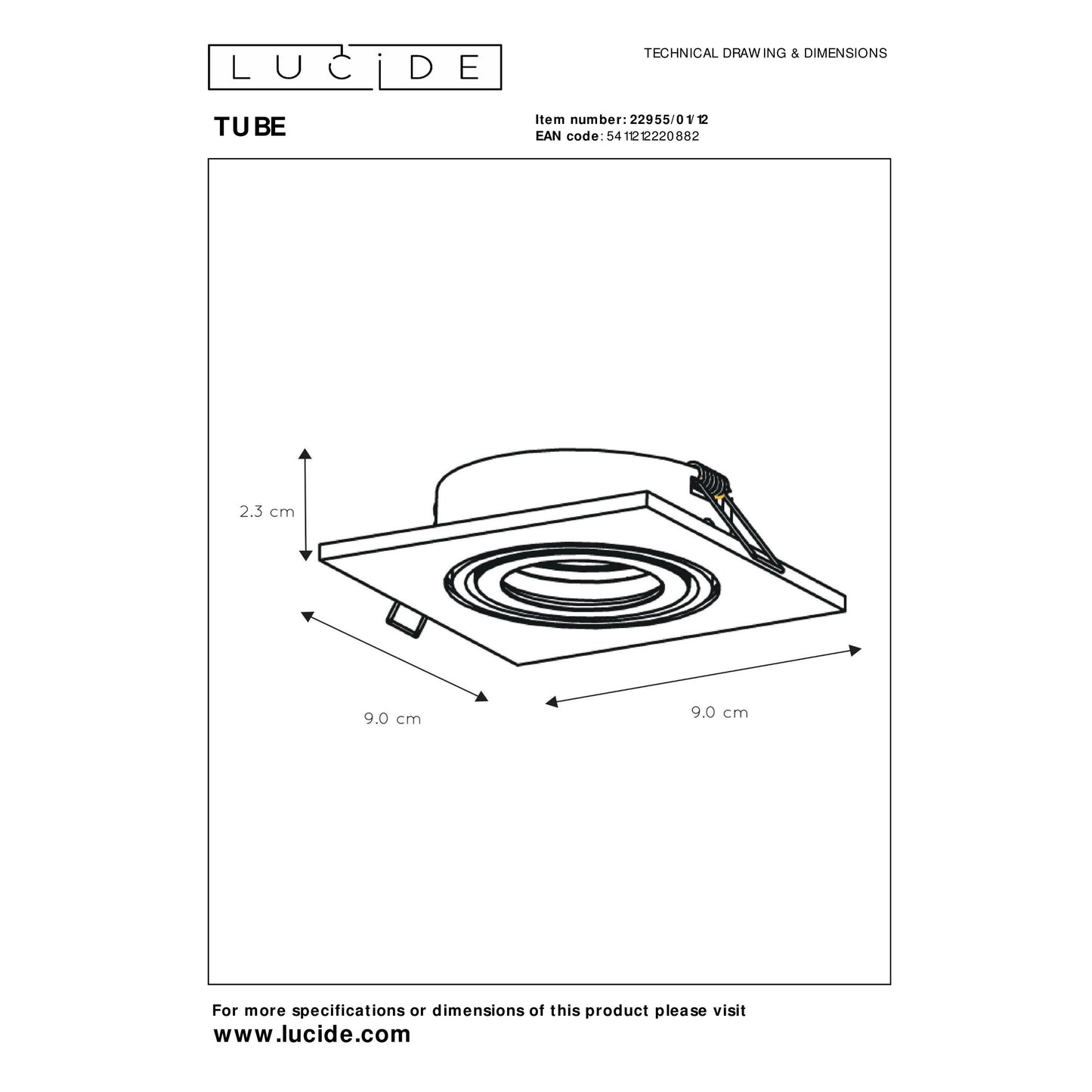 Lucide TUBE - Recessed spotlight - 1xGU10 - Satin Chrome