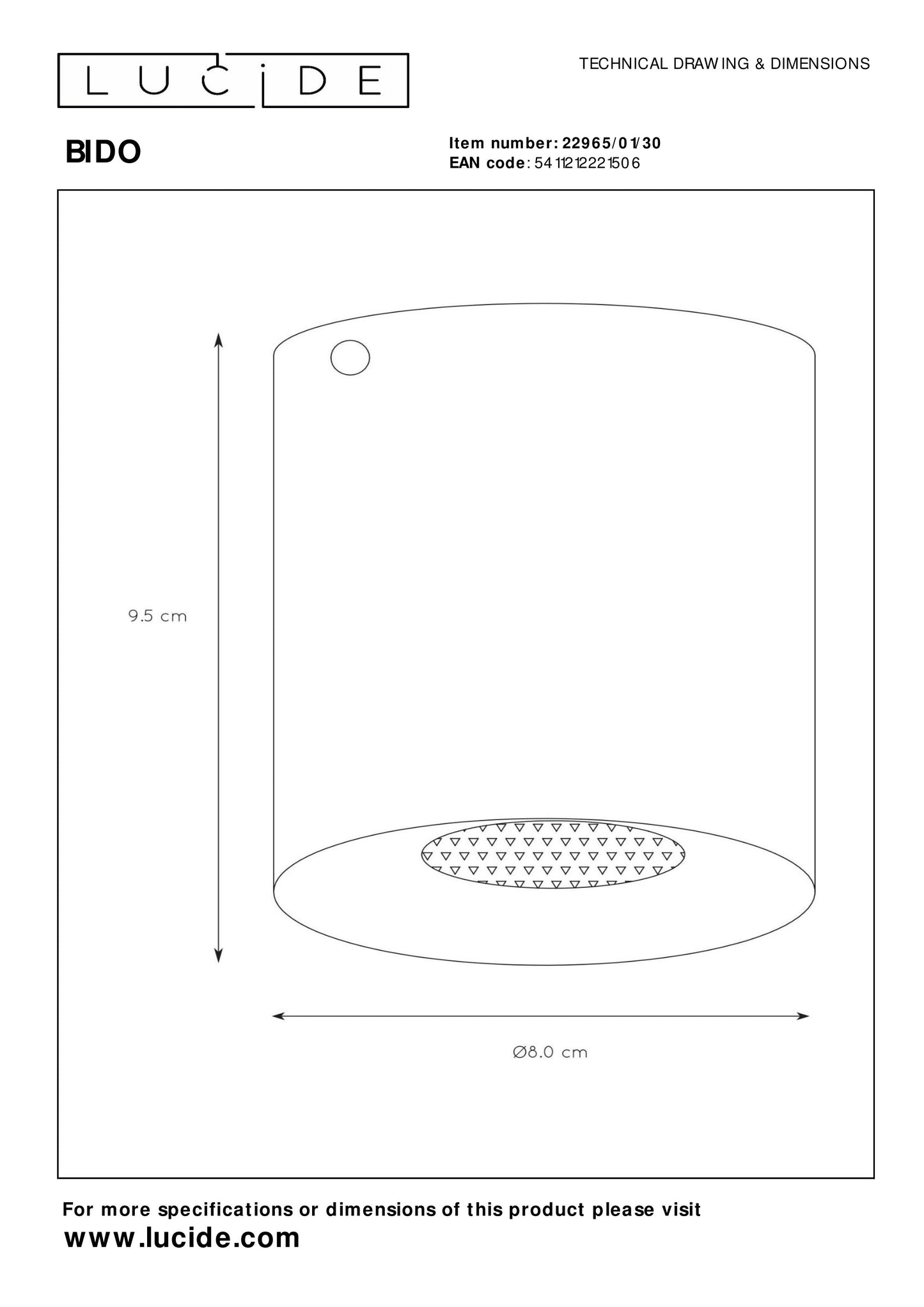 Lucide BIDO - Ceiling spotlight - Ø 8 cm - 1xGU10 - Black