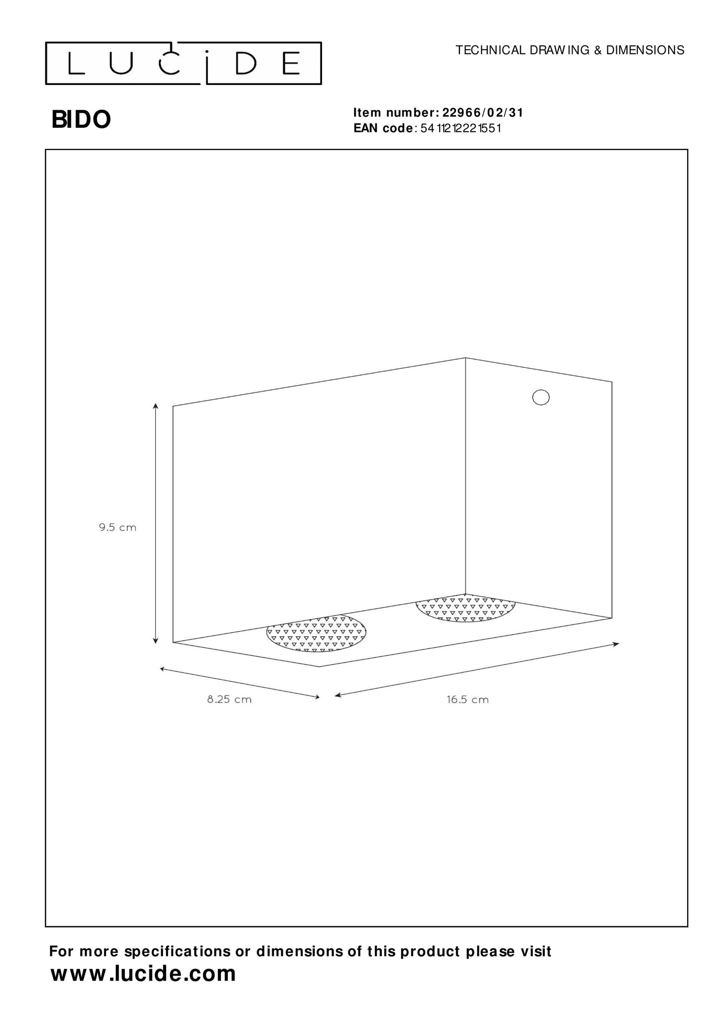 Lucide BIDO - Ceiling spotlight - 2xGU10 - White