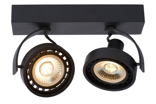 Lucide DORIAN - Ceiling spotlight - LED Dim to warm - GU10 (ES111) - 2x12W 2200K/3000K - Black