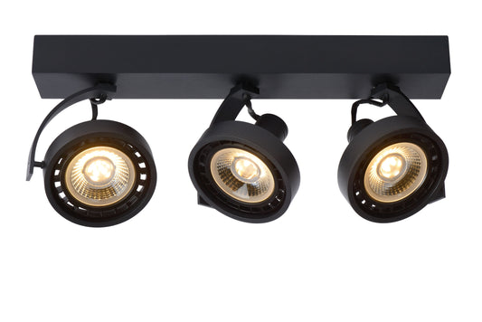 Lucide DORIAN - Ceiling spotlight - LED Dim to warm - GU10 (ES111) - 3x12W 2200K/3000K - Black