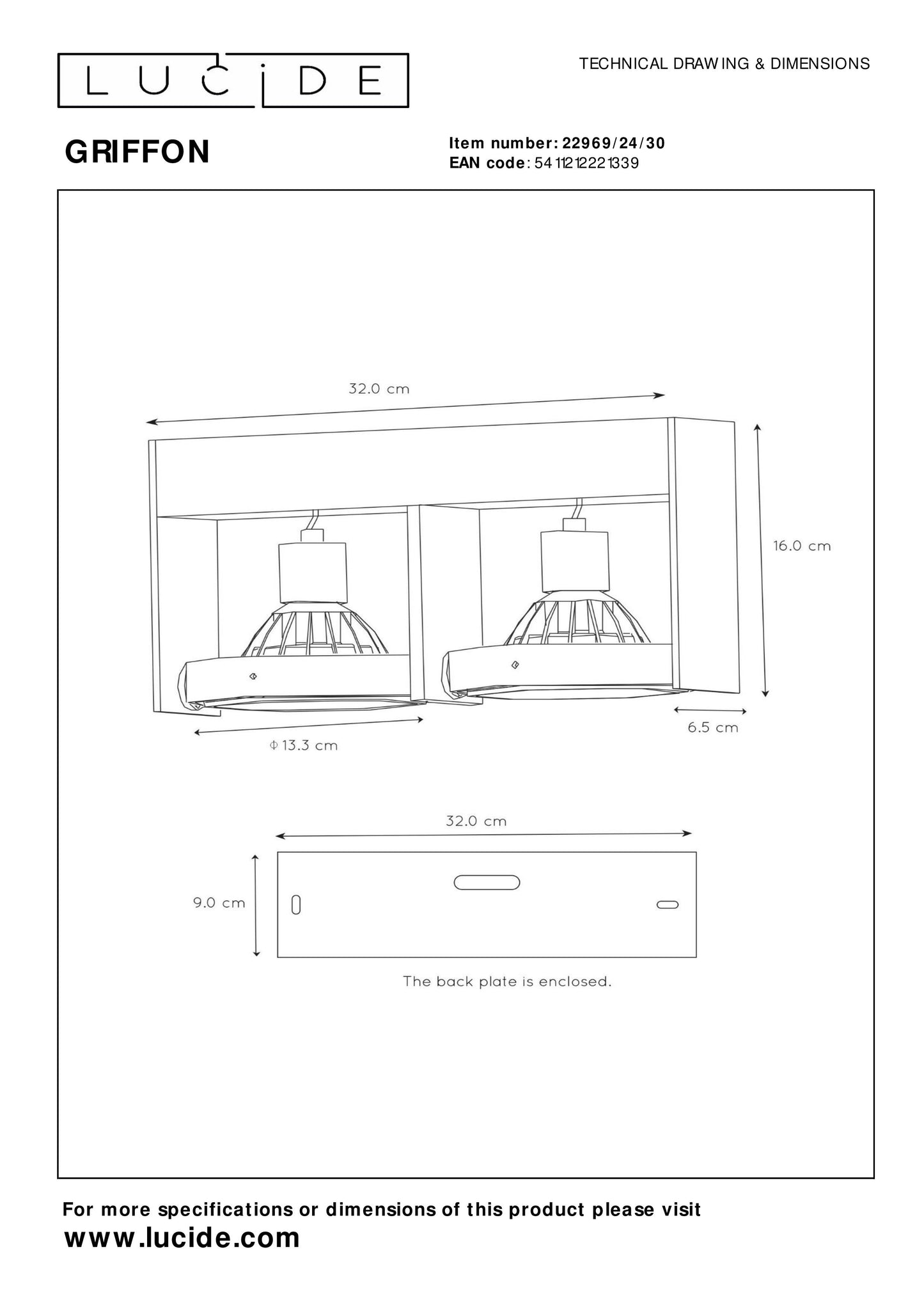 Lucide GRIFFON - Ceiling spotlight - LED Dim to warm - GU10 (ES111) - 2x12W 2200K/3000K - Black