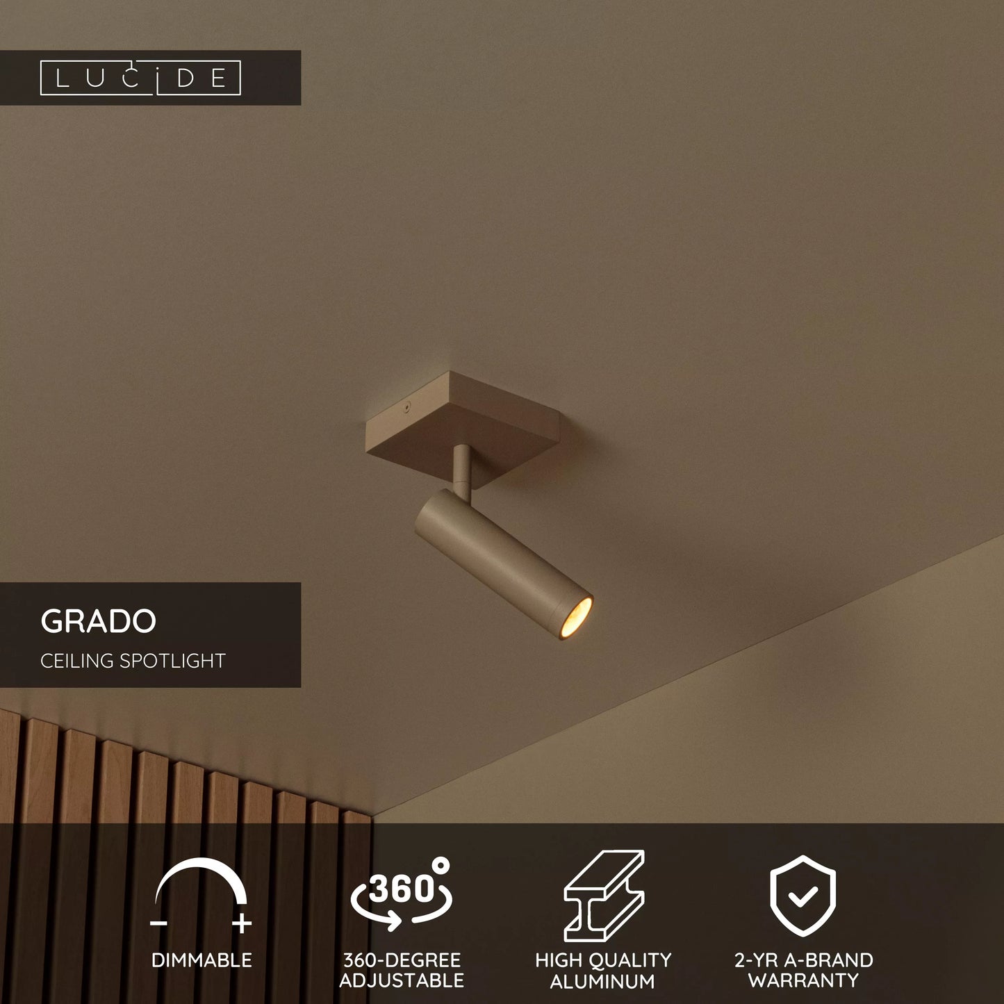 Lucide GRADO - Ceiling spotlight - 1xGU10 (MR11) - Taupe