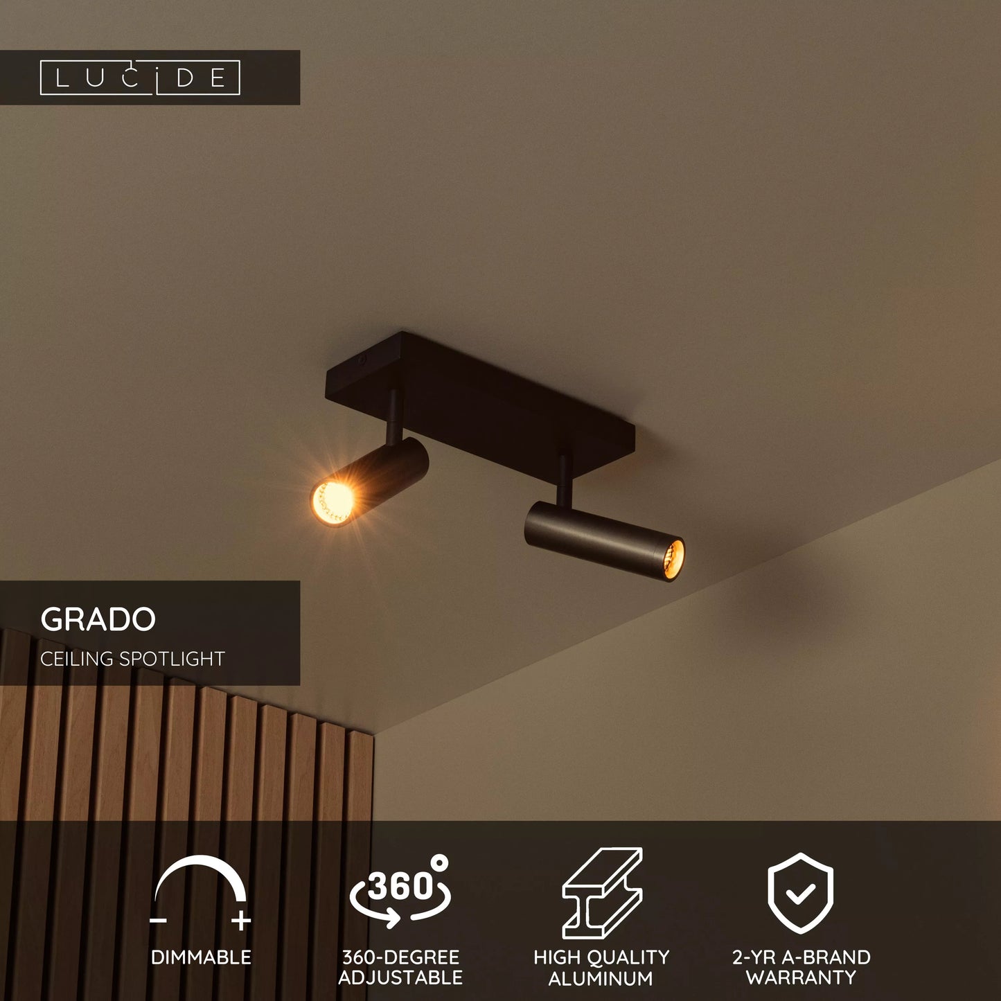 Lucide GRADO - Ceiling spotlight - 2xGU10 (MR11) - Grey iron