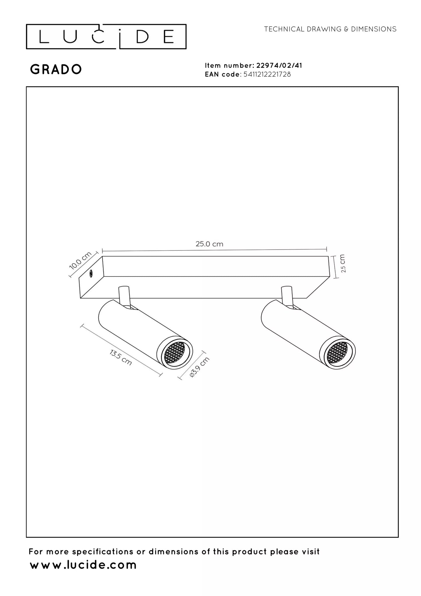 Lucide GRADO - Ceiling spotlight - 2xGU10 (MR11) - Taupe