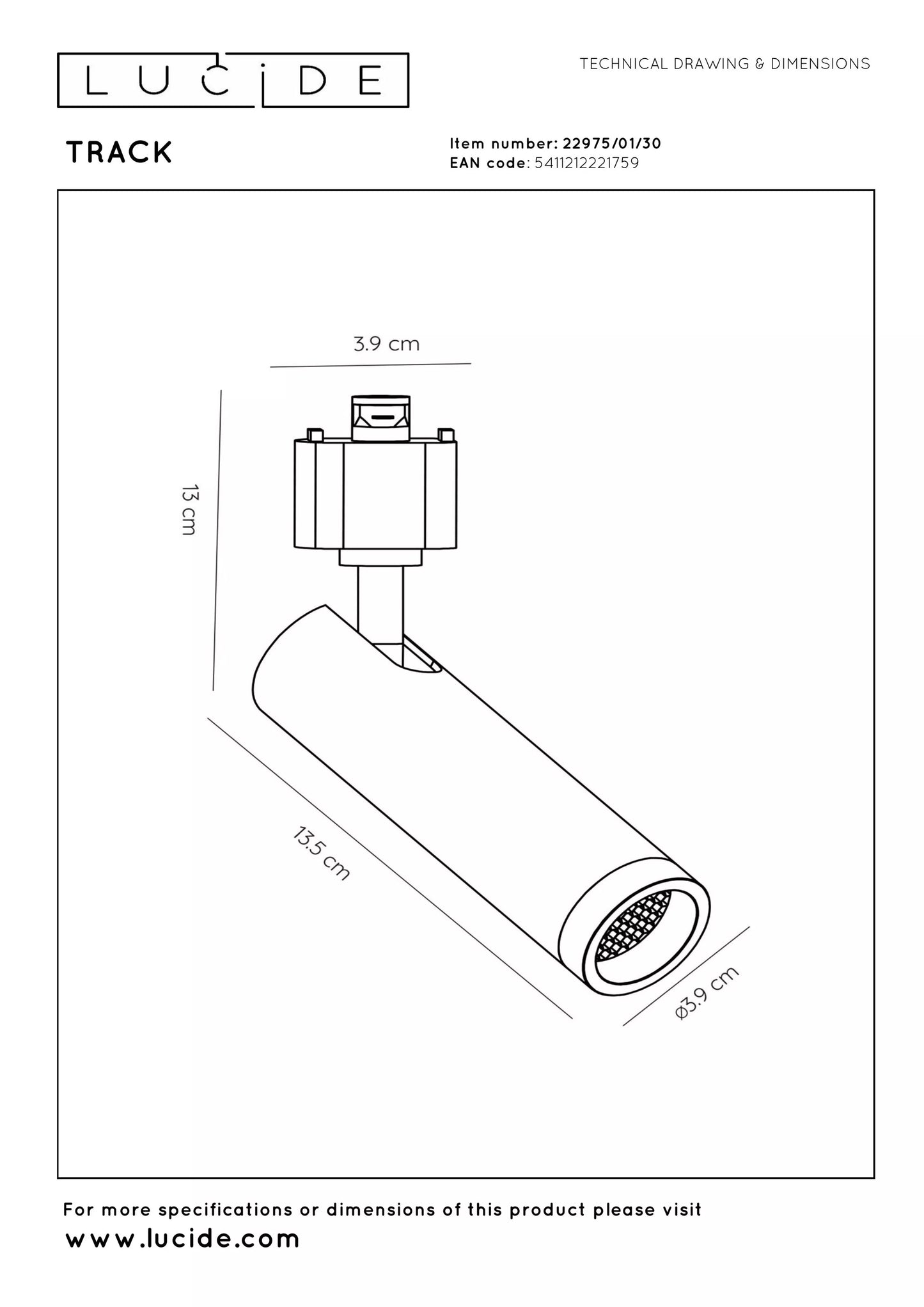 Lucide TRACK GRADO Track spot - 1-circuit Track lighting system - 1xGU10(MR11) - Black (Extension)