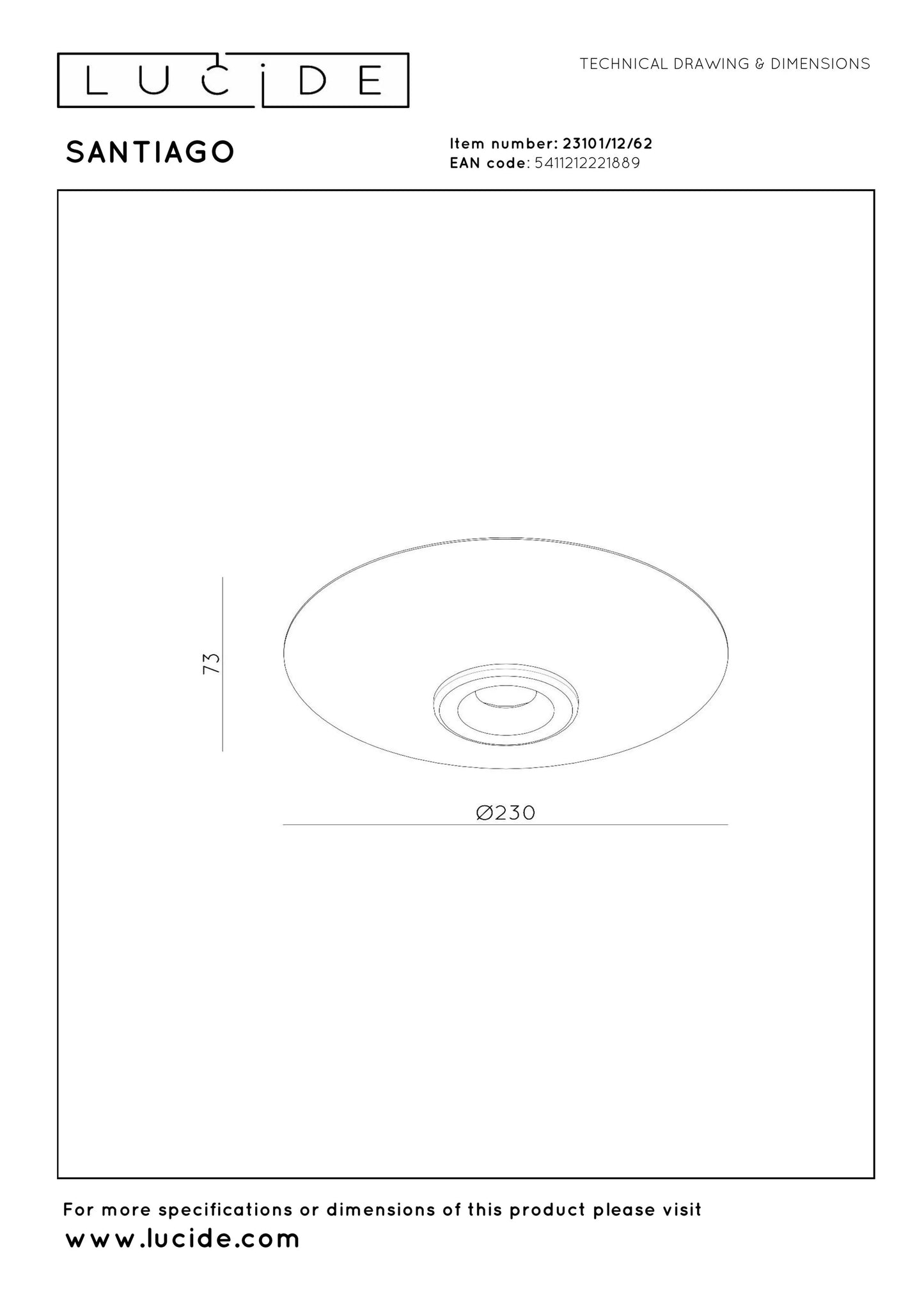 Lucide SANTIAGO - Flush ceiling light - Ø 23 cm - LED Dim. - CCT - 1x10W 2700K/4000K - Amber | Premium