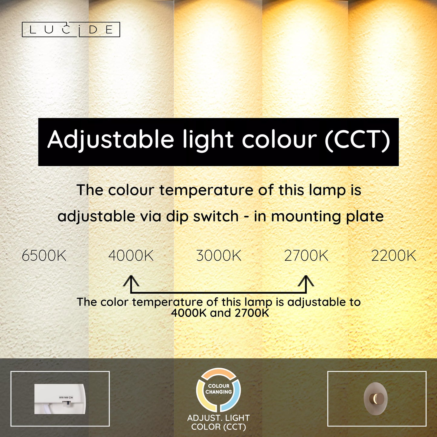 Lucide SANTIAGO - Wall light - Ø 23 cm - LED Dim. - CCT - 1x10W 2700K/4000K - Amber | Premium