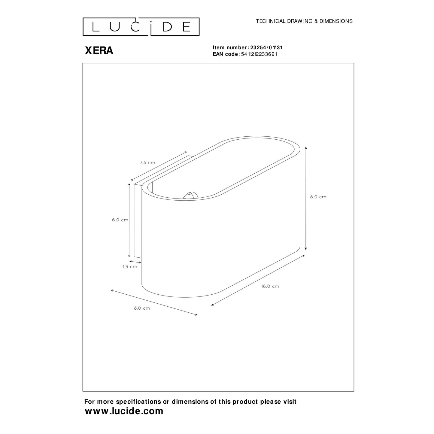 Lucide XERA - Wall light - 1xG9 - White