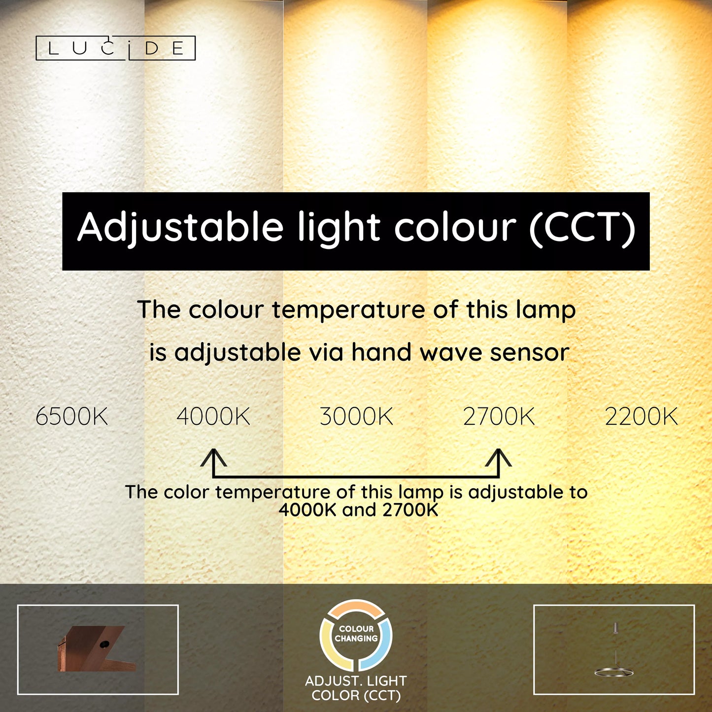Lucide APPLAUSE - Pendant light - Ø 60 cm - LED Dim. - CCT - 1x32W 2700K/4000K - Hand Wave Sensor - Grey iron | Premium