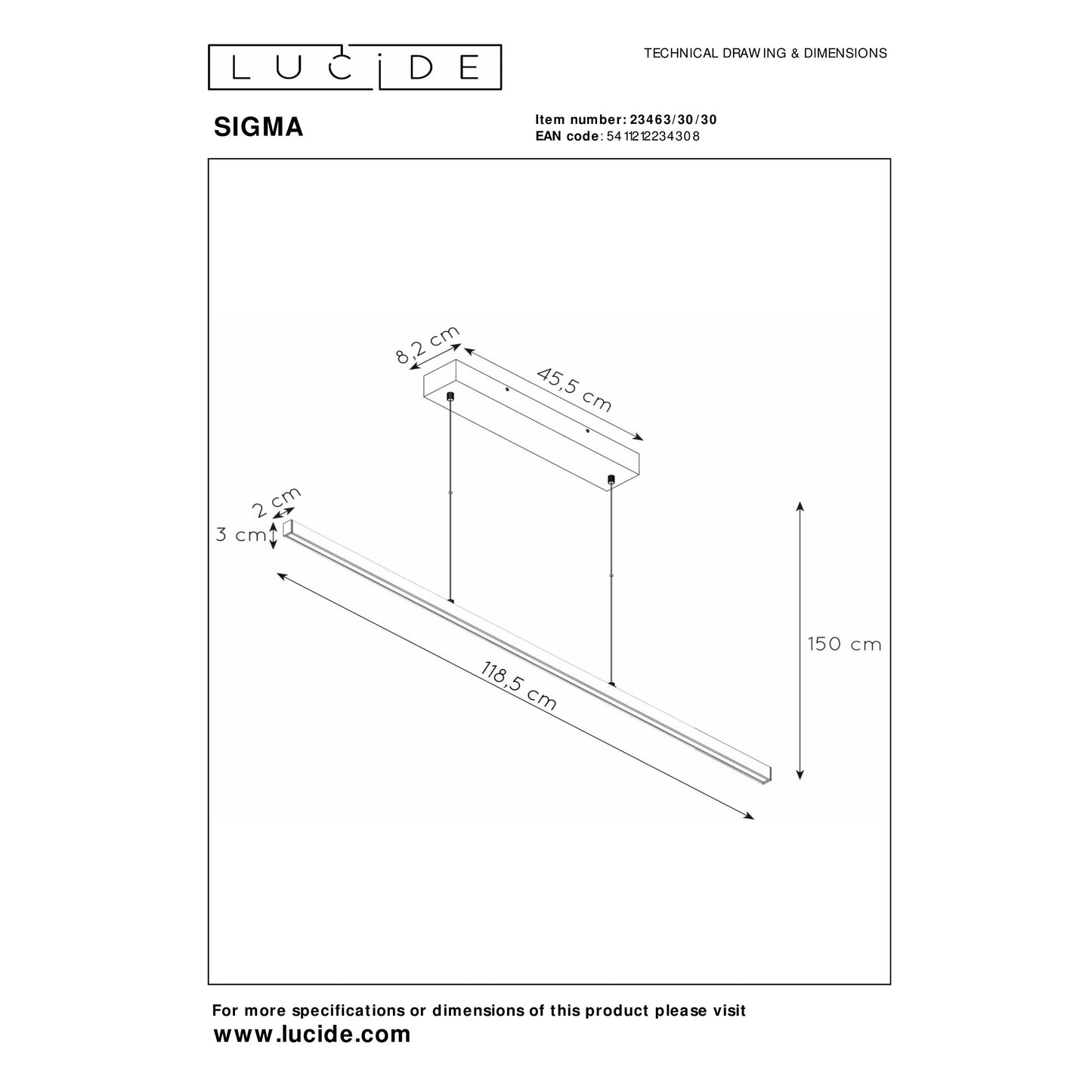 Lucide SIGMA - Pendant light - LED Dim. - 1x30W 2700K - Black