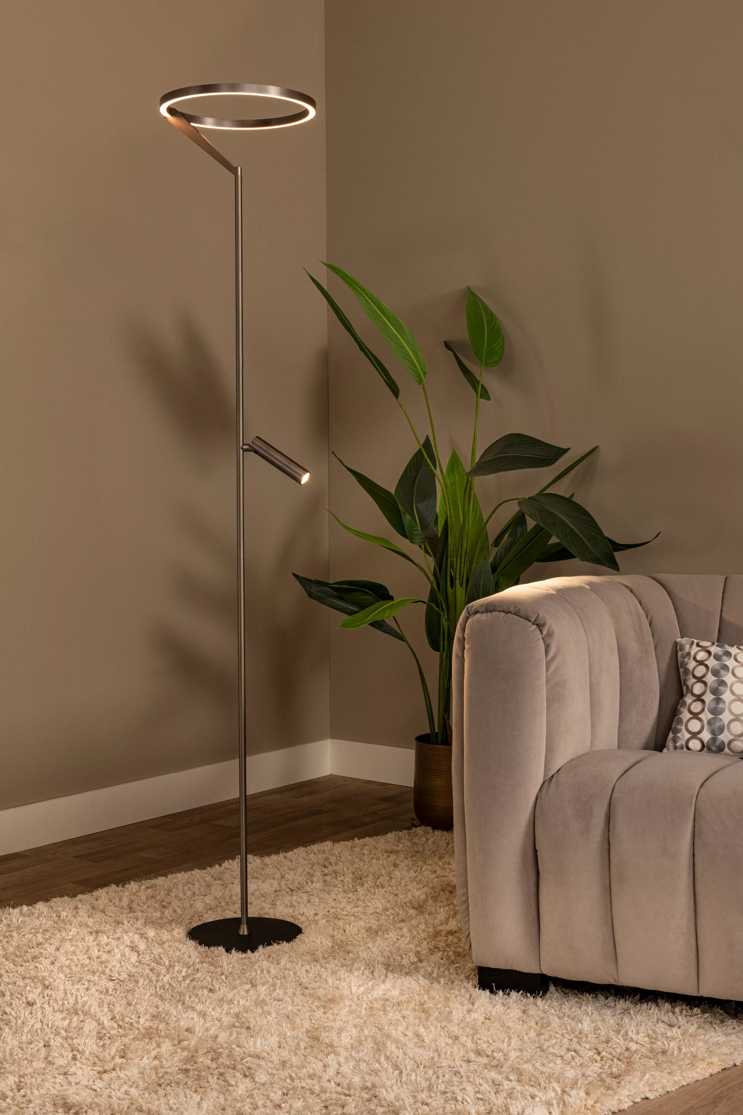 Lucide APPLAUSE - Floor lamp - Ø 33 cm - LED Dim. - CCT - 2700K/4000K - Grey iron | Premium