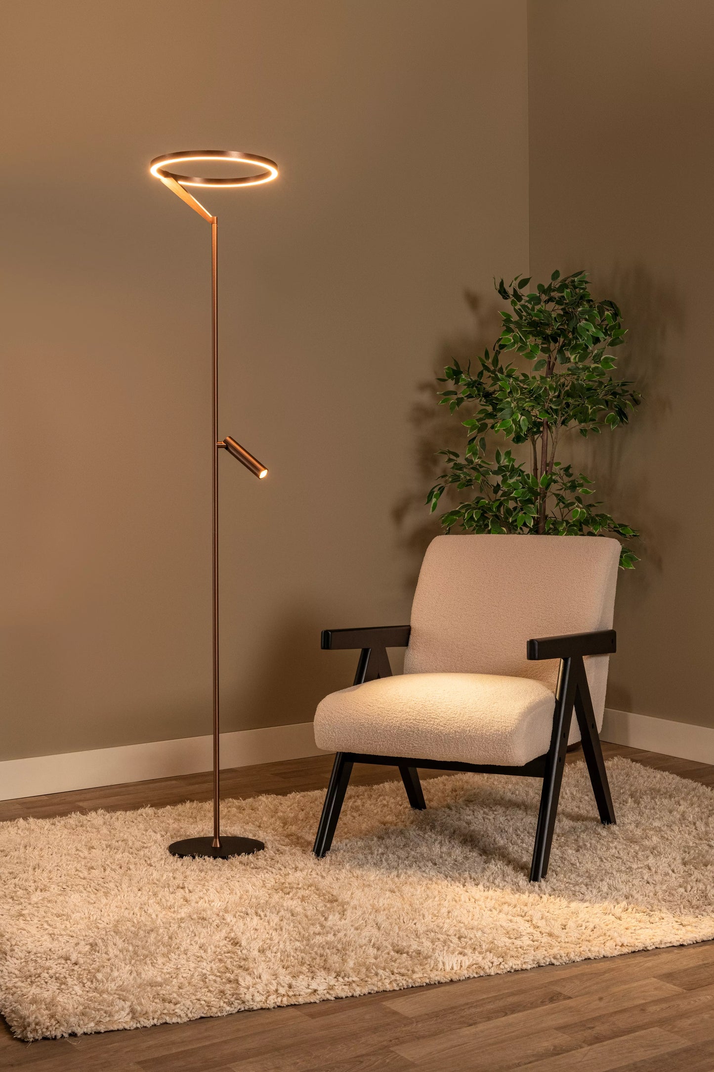 Lucide APPLAUSE - Floor lamp - Ø 33 cm - LED Dim. - CCT - 2700K/4000K - Coffee | Premium