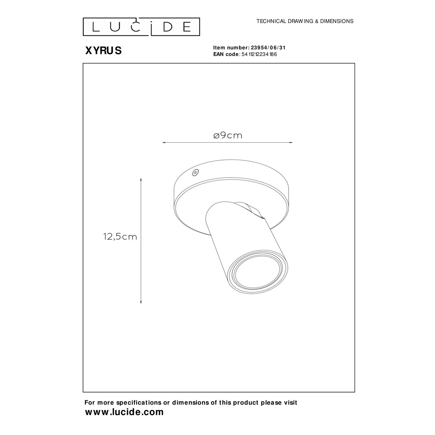 Lucide XYRUS - Ceiling spotlight - Ø 9 cm - LED Dim to warm - GU10 - 1x5W 2200K/3000K - White