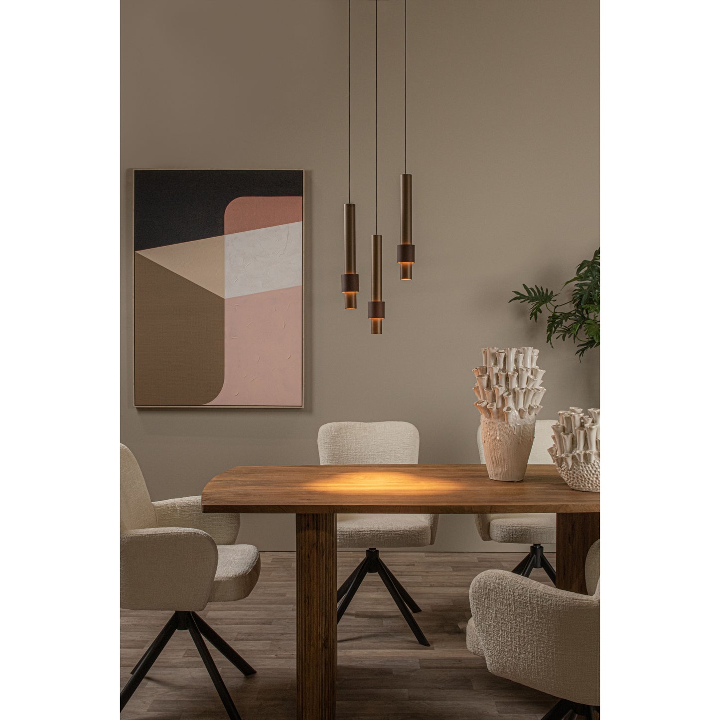 Lucide MARGARY - Pendant light - Ø 28 cm - LED Dim. - 3x4W 2700K - Coffee