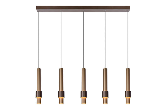 Lucide MARGARY - Pendant light - LED Dim. - 5x4,2W 2700K - Coffee