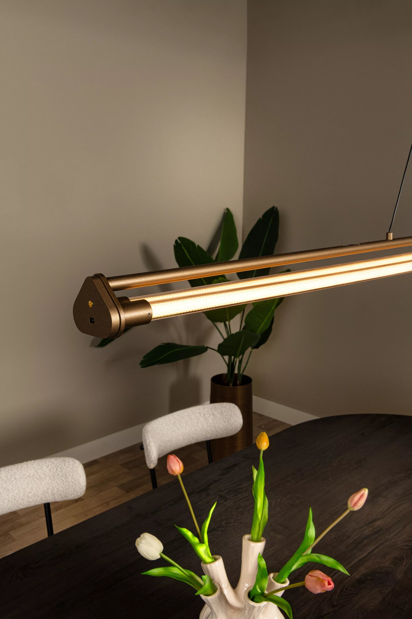 Lucide JANDERIN - Pendant light - LED Dim. - CCT - 2x16,5W 2200K/3300K - Hand Wave Sensor - Champagne Color | Vibes