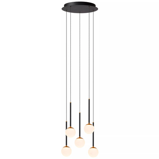 Lucide CALINA - Pendant light - Ø 41,9 cm - LED Dim. - CCT - 5x7,4W 2200K/3300K - With replaceable LED module - Black | Premium