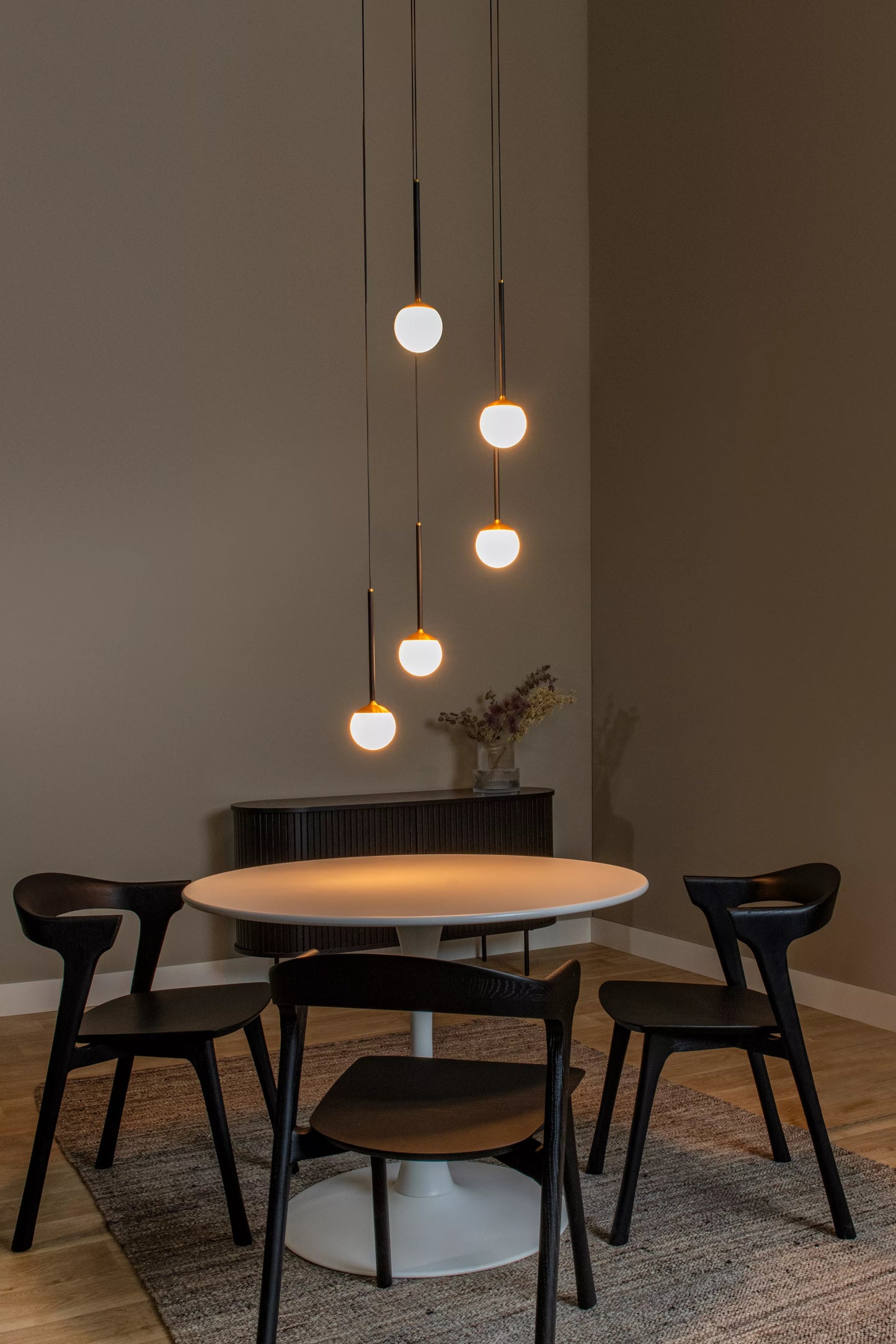 Lucide CALINA - Pendant light - Ø 41,9 cm - LED Dim. - CCT - 5x7,4W 2200K/3300K - With replaceable LED module - Black | Premium