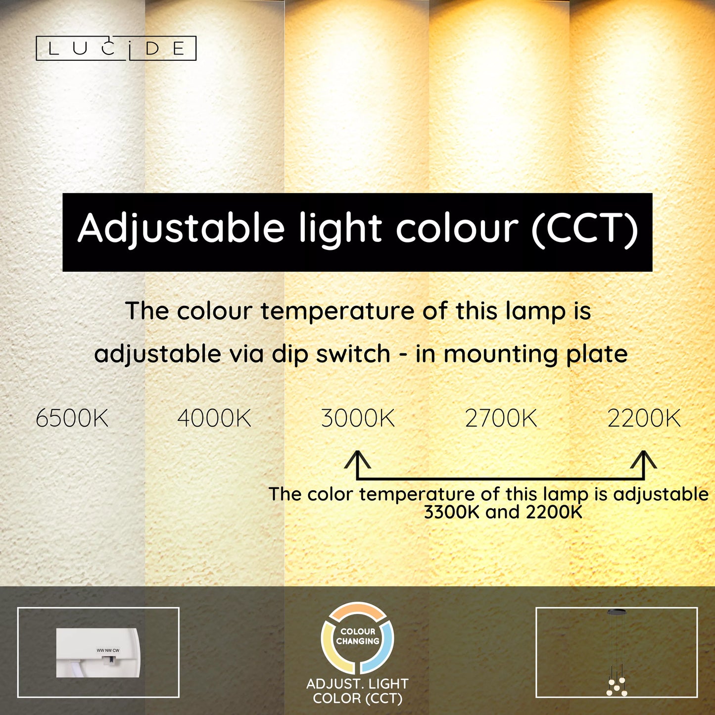Lucide CALINA - Pendant light - Ø 41,9 cm - LED Dim. - CCT - 5x7,4W 2200K/3300K - With replaceable LED module - Black | Premium