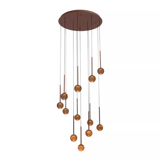 Lucide CALINA - Pendant light - Ø 69,9 cm - LED Dim. - CCT - 12x7W 2200K/3300K - With replaceable LED module - Coffee | Premium