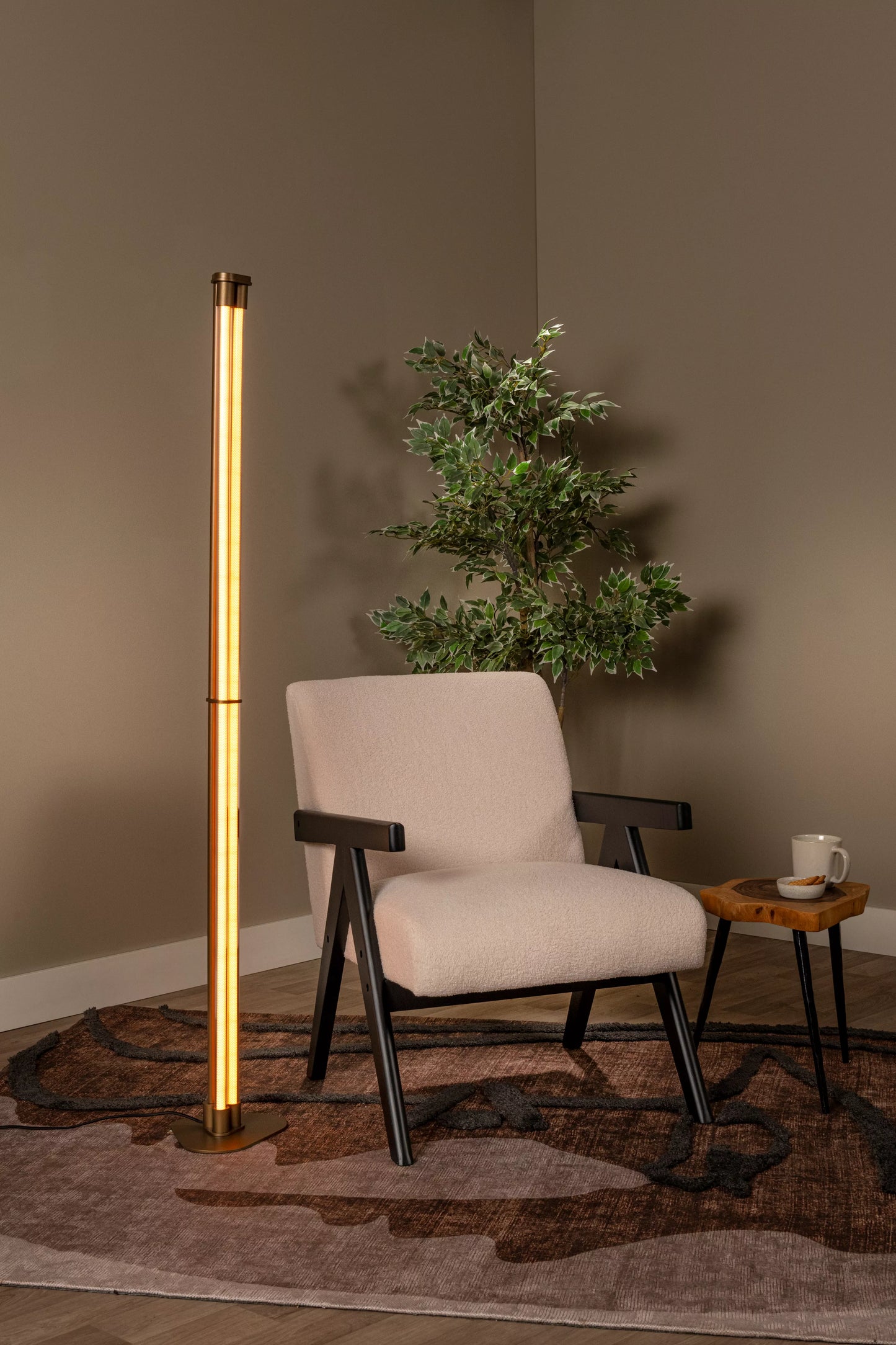 Lucide JANDERIN - Floor lamp - LED Dim. - CCT - 2x17W 2200K/3300K - Hand Wave Sensor - Champagne Color | Vibes
