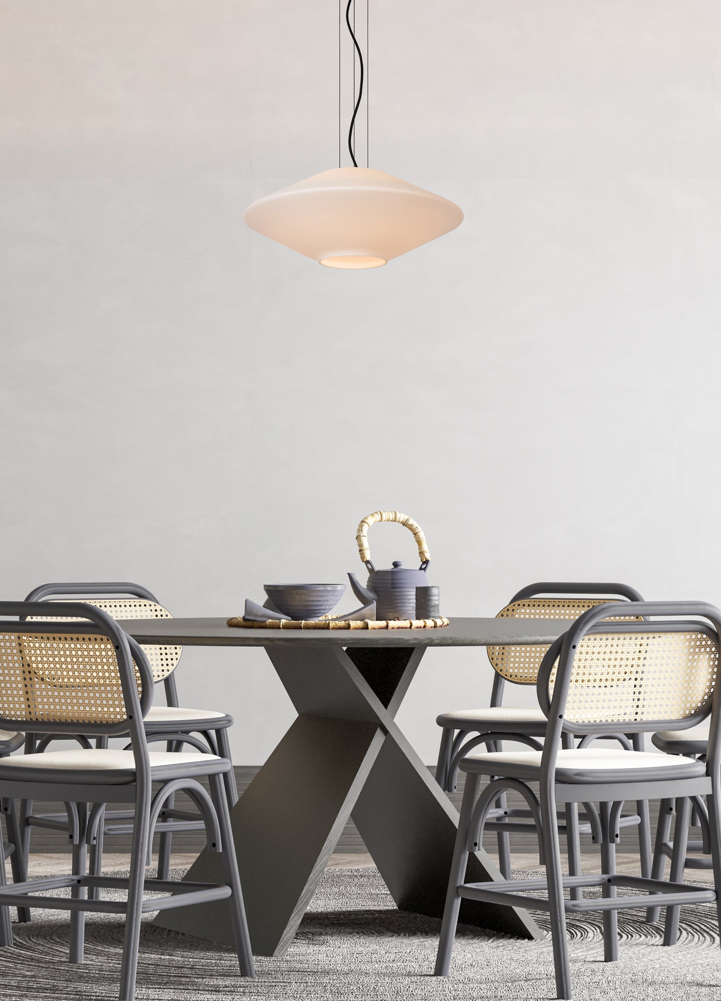 Lucide TREVOR - Pendant light - Ø 50 cm - 1xE27 - Opal