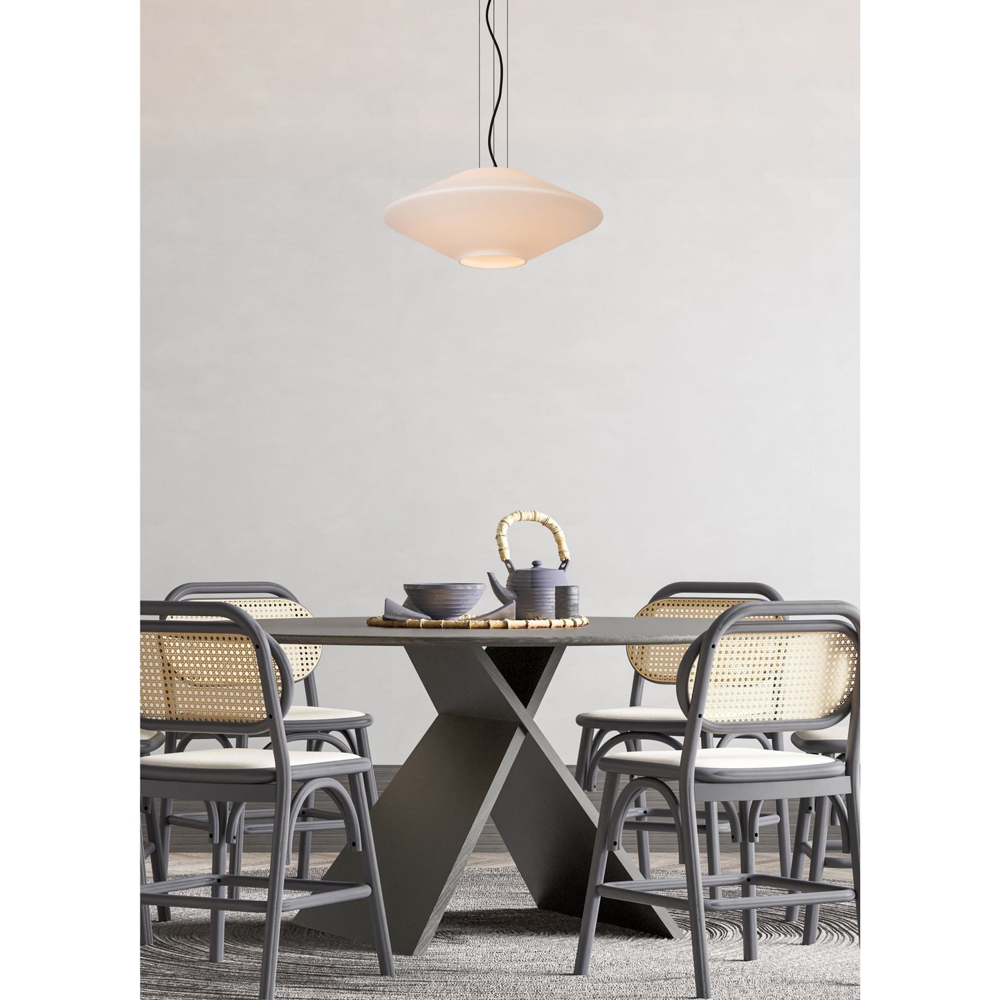 Lucide TREVOR - Pendant light - Ø 50 cm - 1xE27 - Opal