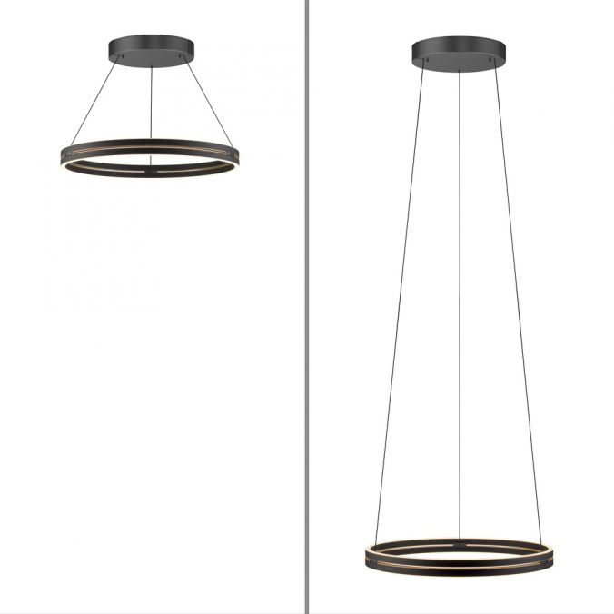 Pure E-Loop - Pendant Light - Black & Oak - By Paul Neuhaus - (2551-18)