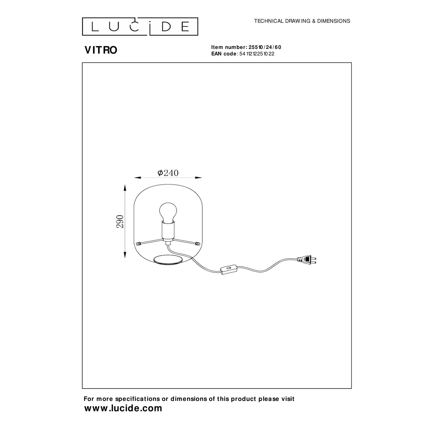 Lucide VITRO - Table lamp - 1xE27 - Transparant