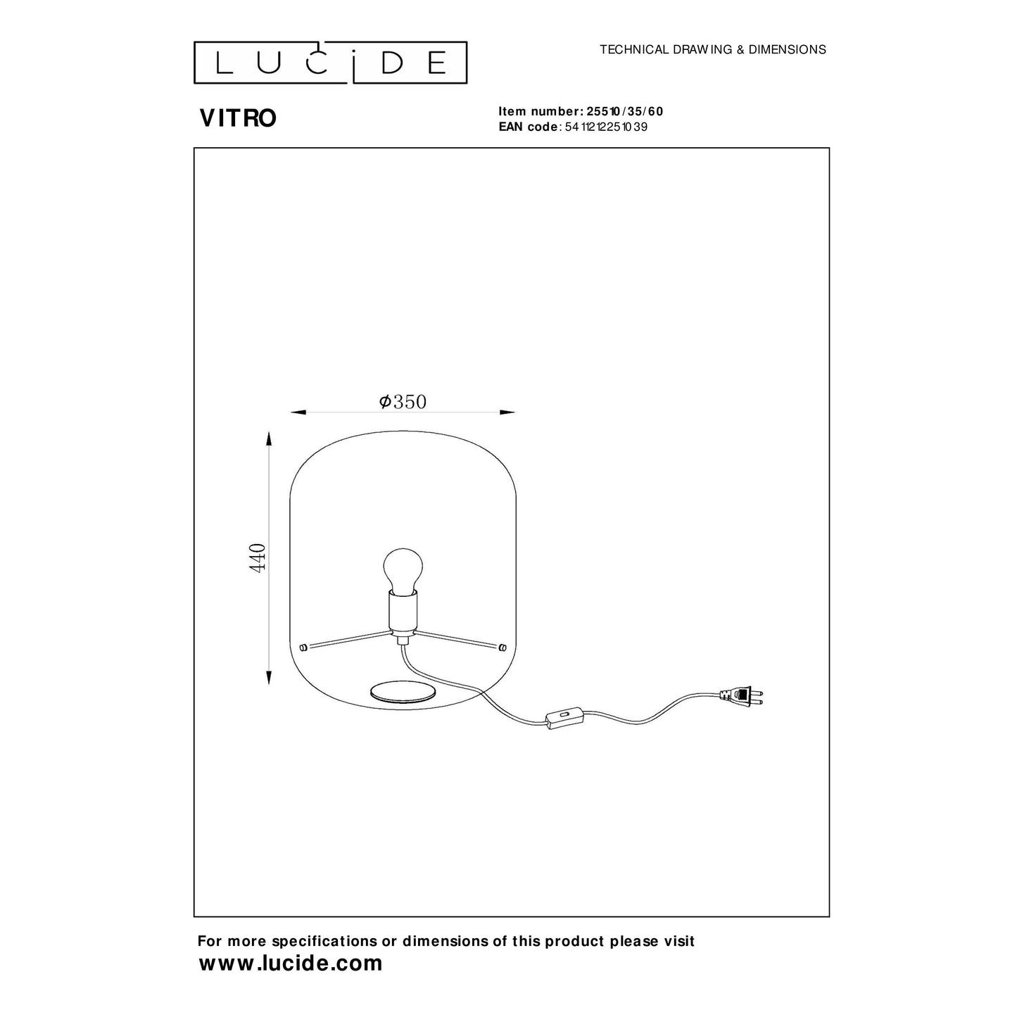 Lucide VITRO - Table lamp - Ø 35 cm - 1xE27 - Transparant