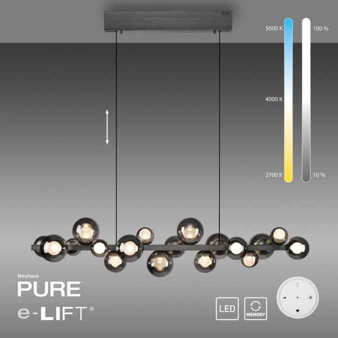 Pure E-Popup - LED Pendant Light - Grey - By Paul Neuhaus - (2557-15)