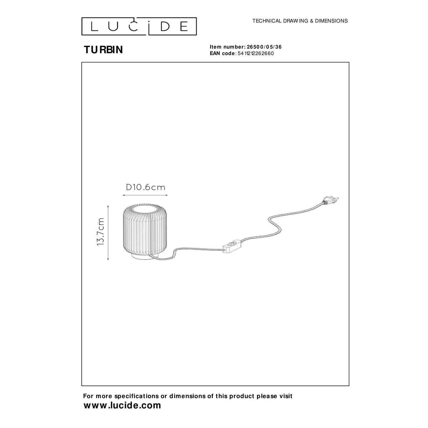 Lucide TURBIN - Table lamp - Ø 10,6 cm - LED - 1x5W 3000K - Grey