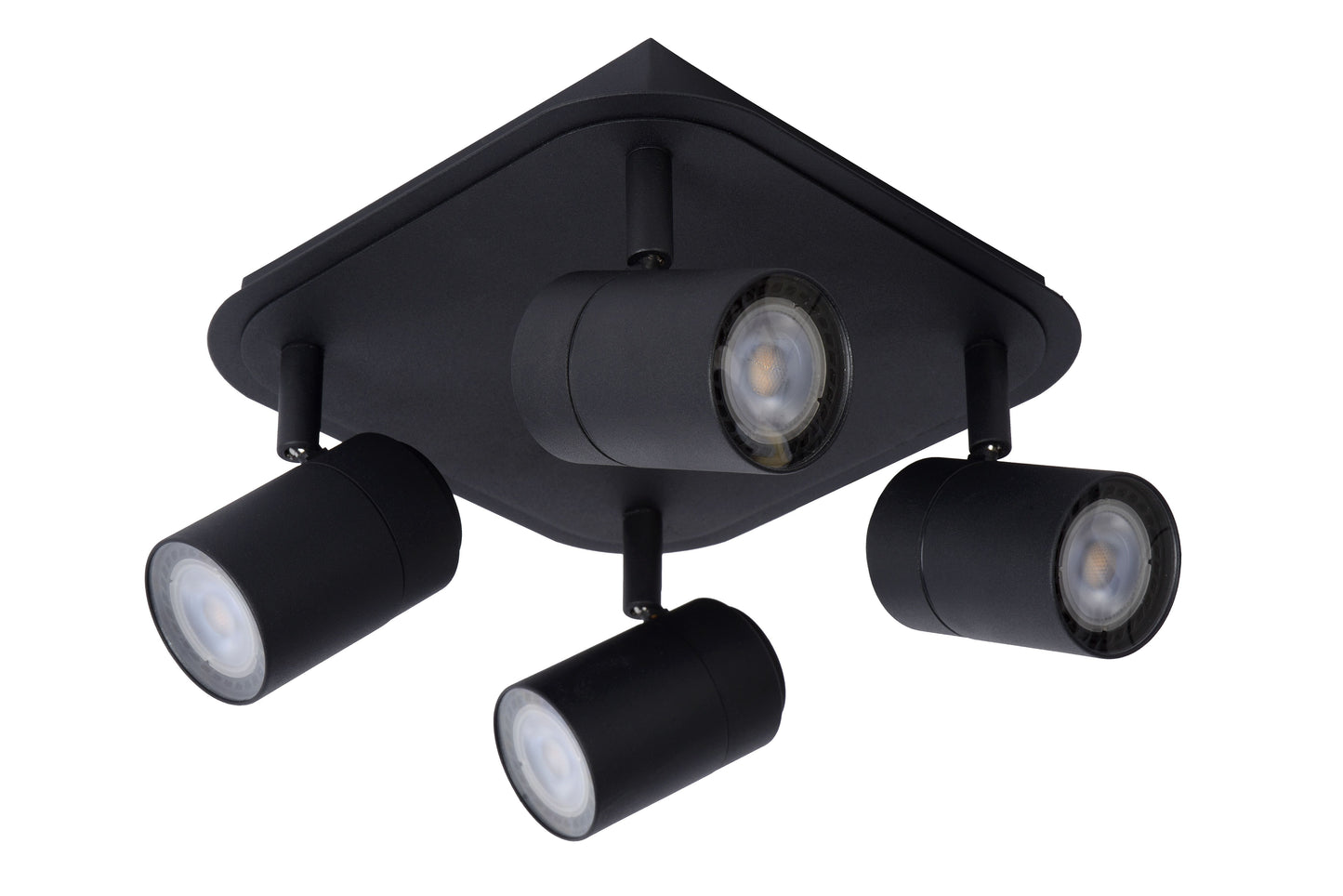 Lucide LENNERT - Ceiling spotlight Bathroom - LED Dim. - GU10 - 4x5W 3000K - IP44 - Black