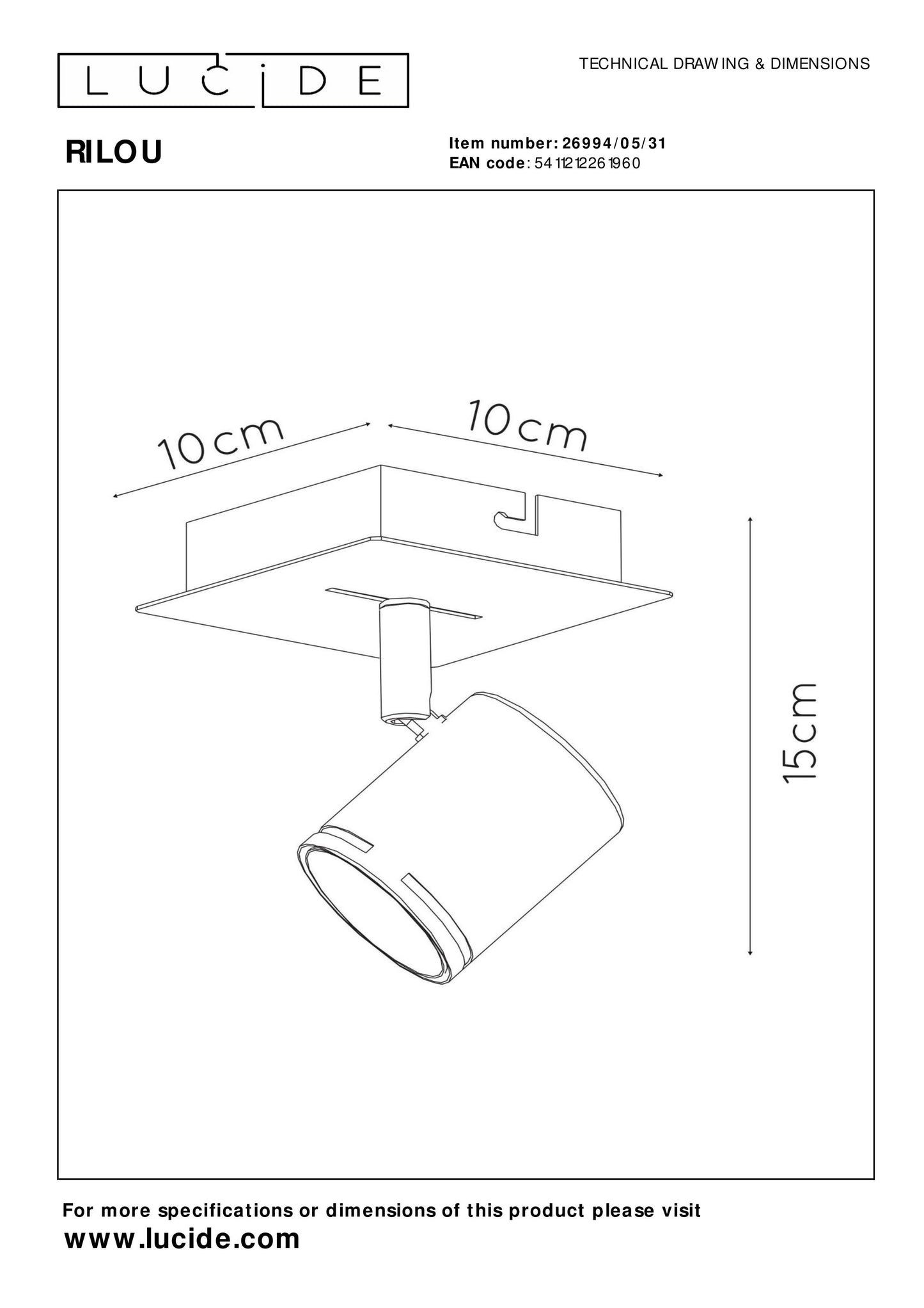 Lucide RILOU - Ceiling spotlight - LED Dim. - GU10 - 1x5W 3000K - White