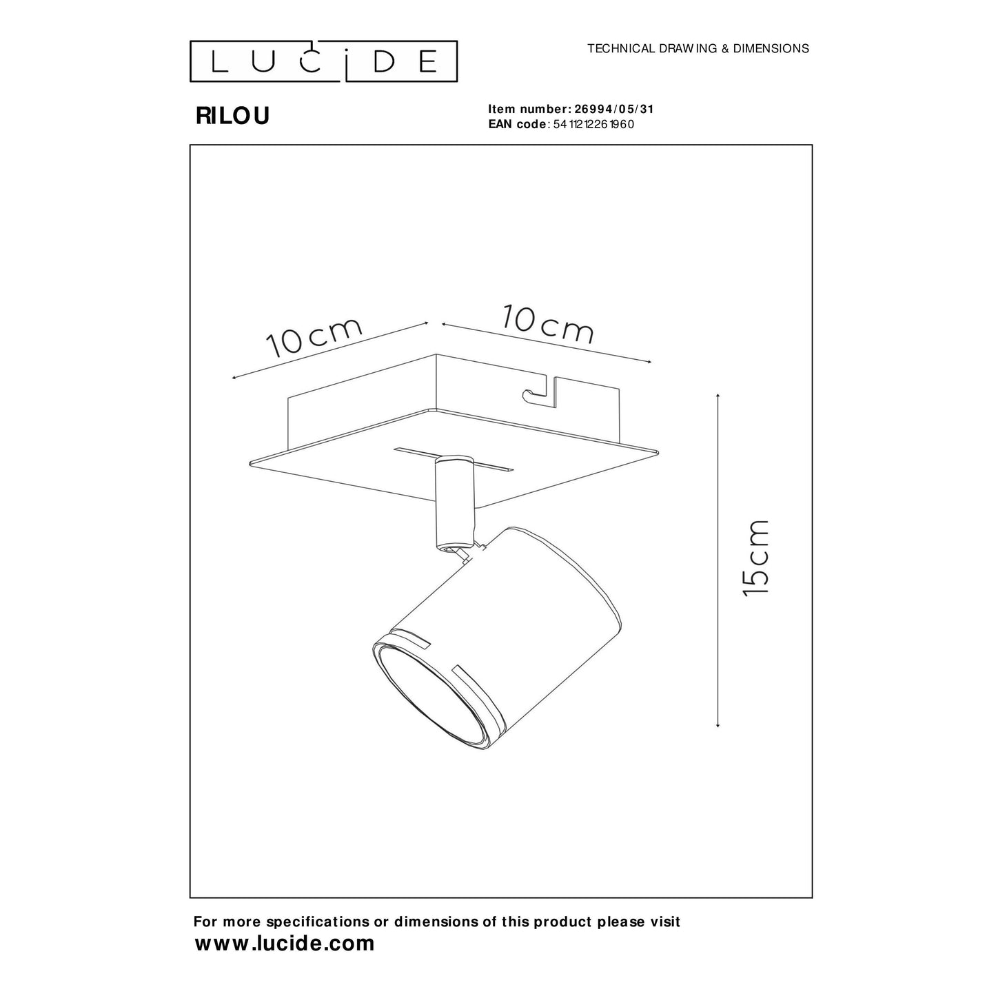 Lucide RILOU - Ceiling spotlight - LED Dim. - GU10 - 1x5W 3000K - White