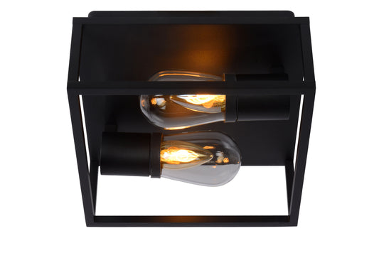 Lucide CARLYN - Flush ceiling light Bathroom - 2xE14 - IP54 - Black