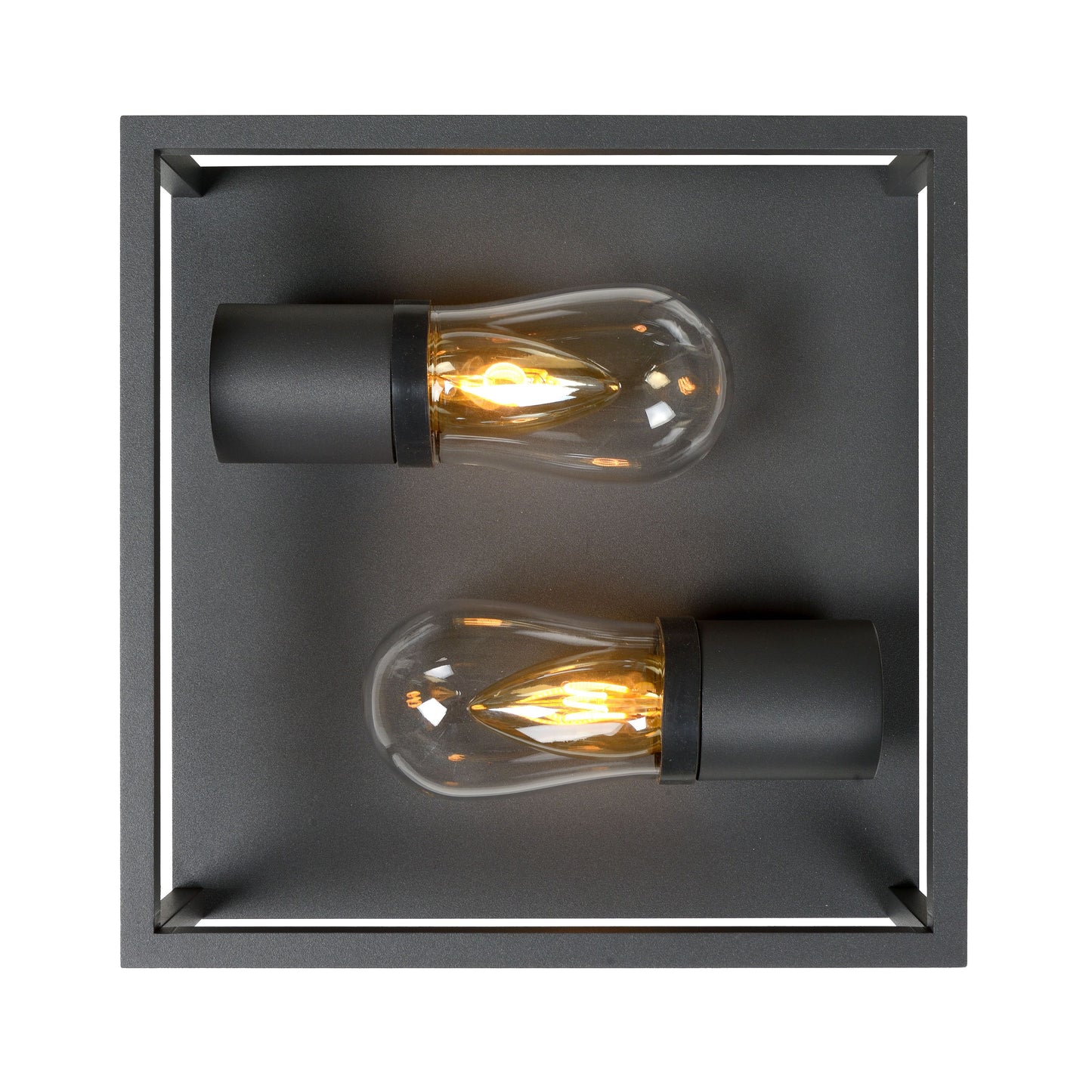 Lucide CARLYN - Flush ceiling light Bathroom - 2xE14 - IP54 - Black