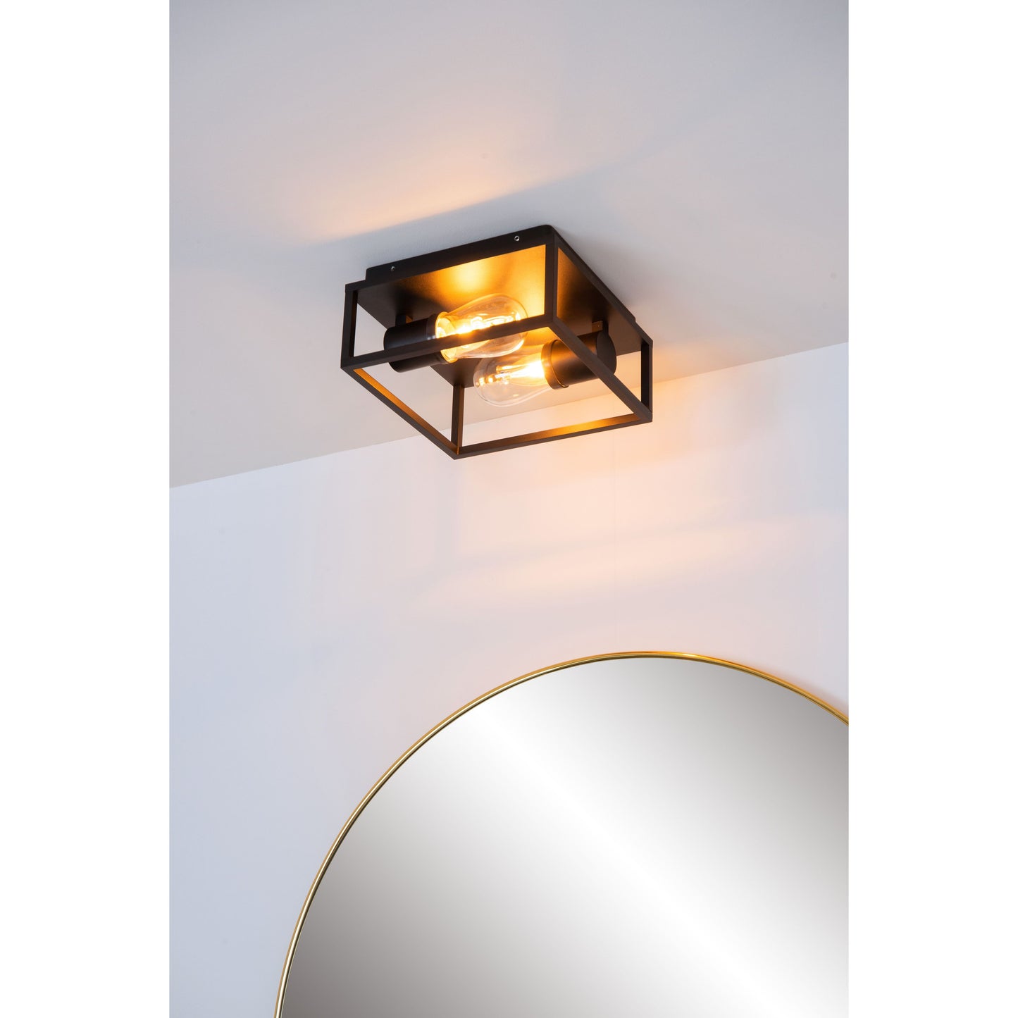 Lucide CARLYN - Flush ceiling light Bathroom - 2xE14 - IP54 - Black